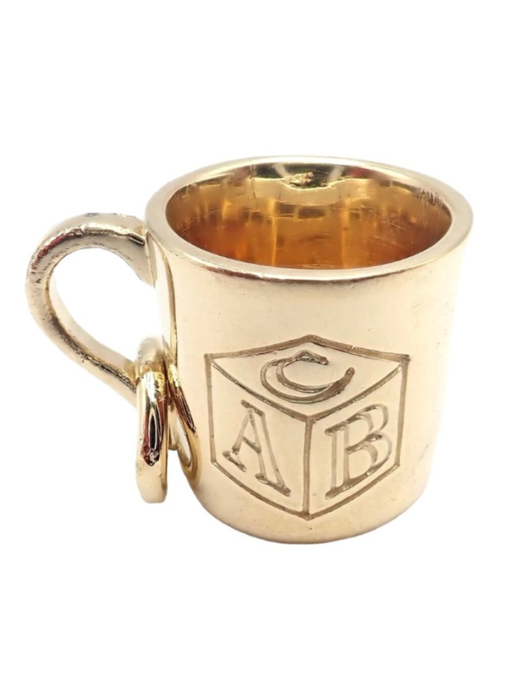 Rare Vintage Tiffany & Co. 18k Yellow Gold ABC Child Baby Cup Charm